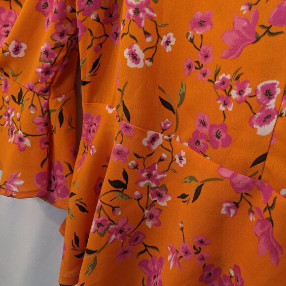 Ashley Steward Women's Florals Printed Peak Shoulder Blouse size 14/16 - Picture 7 of 11